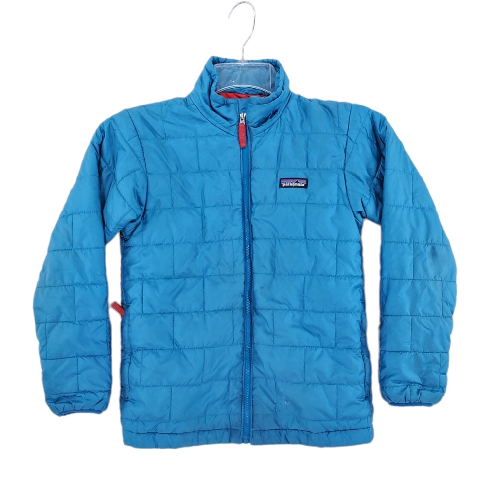 Patagonia Primaloft Kids Blue Jacket Sz 10 Medium Lightly Insulated Zip Up - Picture 1 of 10